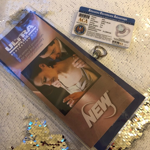 3.4 Carats Aquamarine Diamond White Gold Ring - Picture 7 of 8